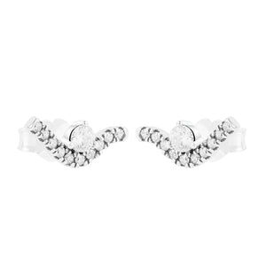 Valentines 925 Silver Wave Stud Earrings Sparkle for Women