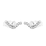 Valentines 925 Silver Wave Stud Earrings Sparkle for Women