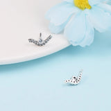 Valentines 925 Silver Wave Stud Earrings Sparkle for Women