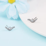 Valentines 925 Silver Wave Stud Earrings Sparkle for Women