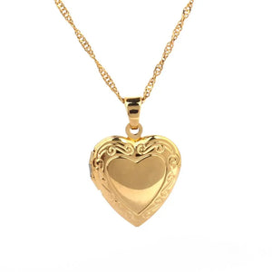 Heart Locket Pendant Necklace 24K Romantic Heart Jewelry For Women
