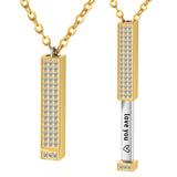 Personalized Secret Message Bar CZ Diamond Necklace