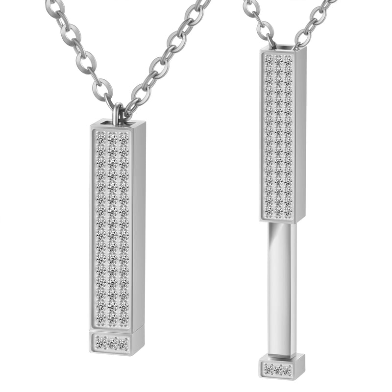 Personalized Secret Message Bar CZ Diamond Necklace