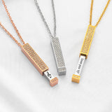 Personalized Secret Message Bar CZ Diamond Necklace