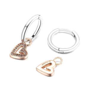 Valentines 925 Silver Heart Hoop Earrings for Women Girls Jewelry