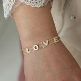 925 Sterling Silver Double Chain Love Letter CZ Love Bracelet