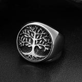 Valily Tree of Life Ring Punk Rock Men's Rings Jewelry Christmas Gift US Size 7