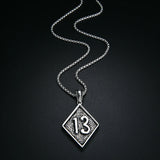Valily Men's Lucky Number 13 Pendant Necklace Stainless Steel Punk Chain Jewelry