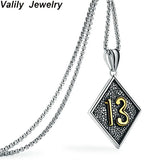 Valily Men's Lucky Number 13 Pendant Necklace Stainless Steel Punk Chain Jewelry