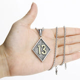 Valily Men's Lucky Number 13 Pendant Necklace Stainless Steel Punk Chain Jewelry