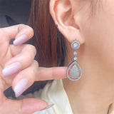 925 Silver Diamond Dangle Earrings for Women Bridal Engagement