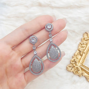 925 Silver Diamond Dangle Earrings for Women Bridal Engagement