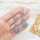 925 Silver Diamond Dangle Earrings for Women Bridal Engagement