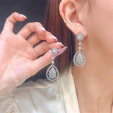 925 Silver Diamond Dangle Earrings for Women Bridal Engagement