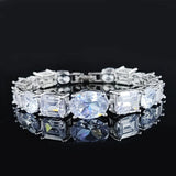 Emerald Cut Lab Diamond Bangle Bracelet 14K Engagement Wedding Bracelet