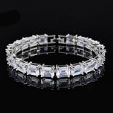 Emerald Cut Lab Diamond Bangle Bracelet 14K Engagement Wedding Bracelet