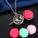Flowers Zircon Cage Locket Necklace Angel Wings Set