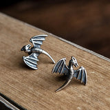 925 Silver Wing Dragon Gothic Stud Earrings Unisex Jewelry