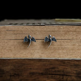 925 Silver Wing Dragon Gothic Stud Earrings Unisex Jewelry