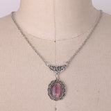 Vampire-Bat Purple Gemstone-Pendant Necklace Chunky Chain