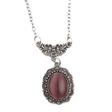 Vampire-Bat Purple Gemstone-Pendant Necklace Chunky Chain
