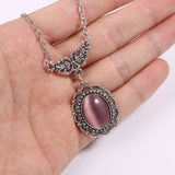 Vampire-Bat Purple Gemstone-Pendant Necklace Chunky Chain