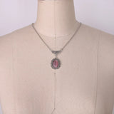 Vampire-Bat Purple Gemstone-Pendant Necklace Chunky Chain