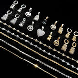 Colorful Resin Bear Rhinestones Pendant Necklace Plated Hip Hop Jewelry