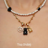 Colorful Resin Bear Rhinestones Pendant Necklace Plated Hip Hop Jewelry