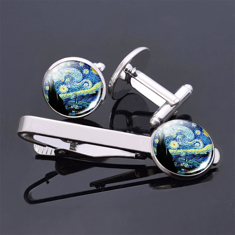 Van Gogh Necktie Clip Set for Mens Gift