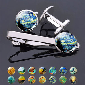 Van Gogh Necktie Clip Set for Mens Gift