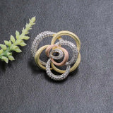 Vanifin Abstract Geometry Flower Brooch Pin Zircon