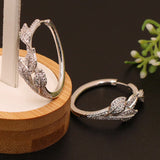 Vanifin Leaf Hoop Earrings Micro Paved Wedding Engagement Bridal Gift