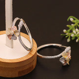Vanifin Jewelry Flowers Hoop Earrings Micro Paved for Bridal