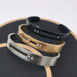 Stainless Steel Unisex Bangles with Sliding Beads and Stone Hollow