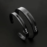 Stainless Steel Unisex Bangles with Sliding Beads and Stone Hollow