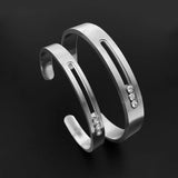 Stainless Steel Unisex Bangles with Sliding Beads and Stone Hollow