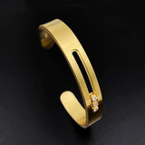 Stainless Steel Unisex Bangles with Sliding Beads and Stone Hollow