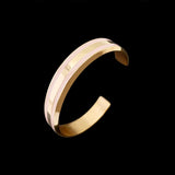 Stainless Steel Women's Open Bangles with Beveled Painted Design