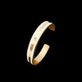 Stainless Steel Women's Open Bangles with Beveled Painted Design
