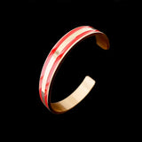 Stainless Steel Women's Open Bangles with Beveled Painted Design