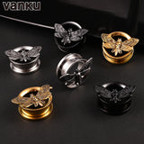 2PCS 8-22mm Stainless Steel Death Moth Ear Gauges Plugs Ear Tunnels