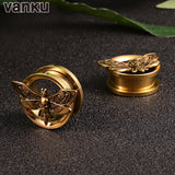 2PCS 8-22mm Stainless Steel Death Moth Ear Gauges Plugs Ear Tunnels