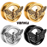 2PCS 8-22mm Stainless Steel Death Moth Ear Gauges Plugs Ear Tunnels