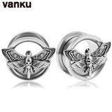 2PCS 8-22mm Stainless Steel Death Moth Ear Gauges Plugs Ear Tunnels