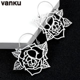 Vanku 2PCS Stainless Steel Drop Earrings Flower Shape