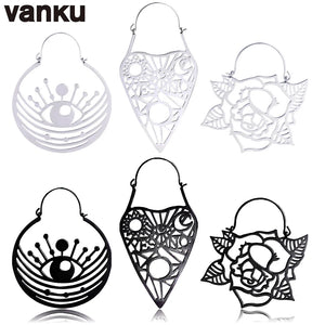 Vanku 2PCS Stainless Steel Drop Earrings Flower Shape