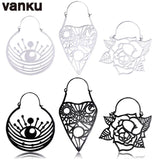Vanku 2PCS Stainless Steel Drop Earrings Flower Shape