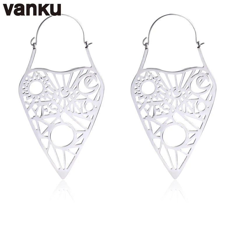 Vanku 2PCS Stainless Steel Drop Earrings Flower Shape