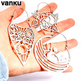 Vanku 2PCS Stainless Steel Drop Earrings Flower Shape